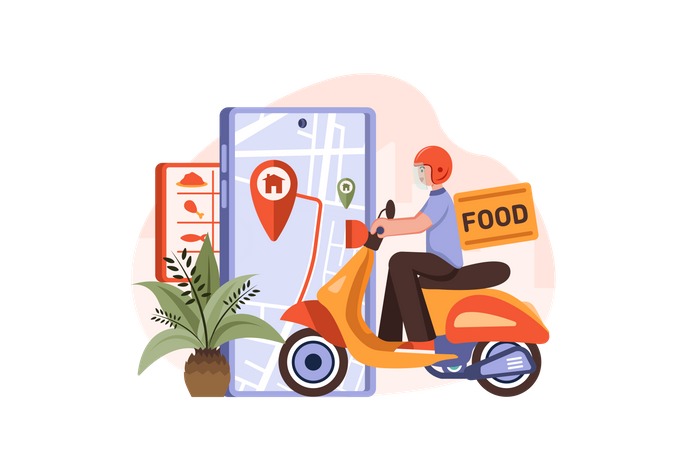 Serviço de entrega de comida  Ilustração