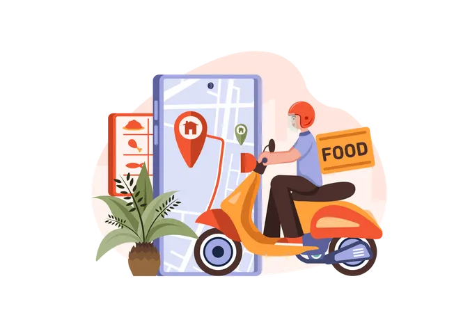 Serviço de entrega de comida  Ilustração