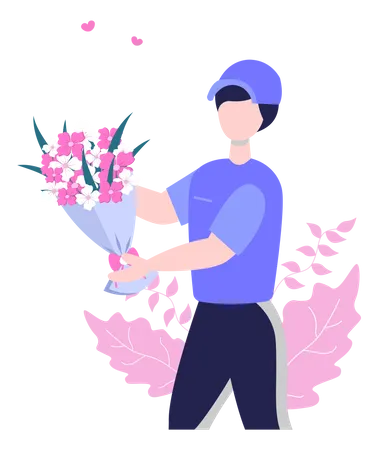 Serviço de entrega de flores  Ilustração