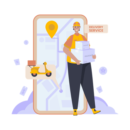 Serviço de entrega de loja online  Ilustração
