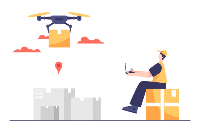 Serviço de entrega de drones  Ilustração