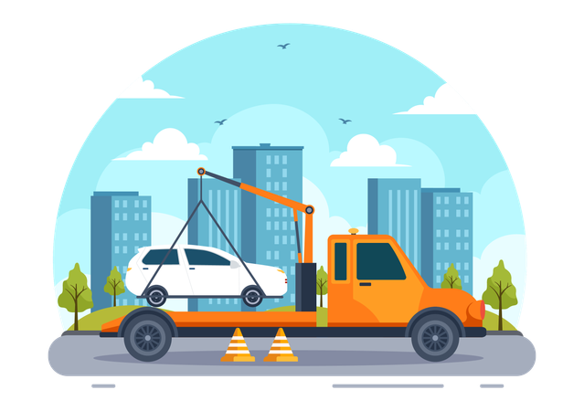 Serviço de evacuação de carro  Ilustração