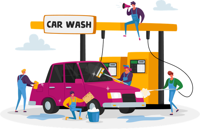 Serviço de lavagem de carros  Ilustração