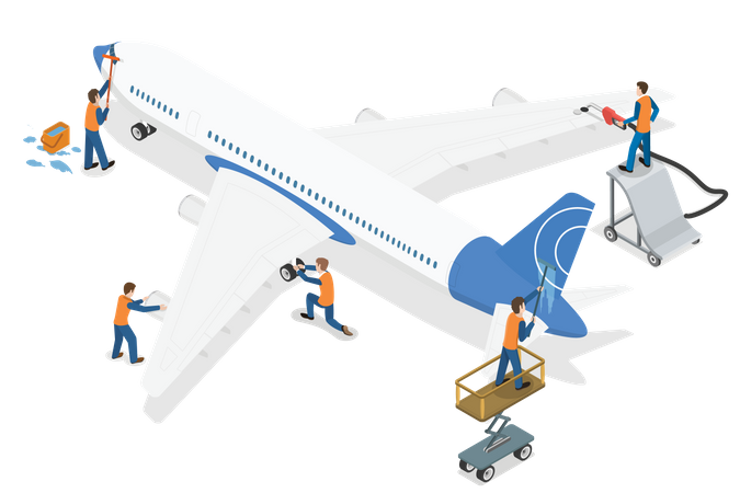 Serviço de manutenção de aeronaves  Ilustração