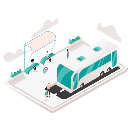 Serviço de transporte em ônibus  Ilustração