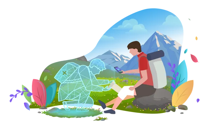 Atendimento médico em camping  Ilustração