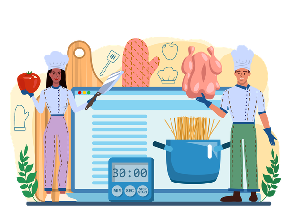 Serviço on-line do chef  Ilustração