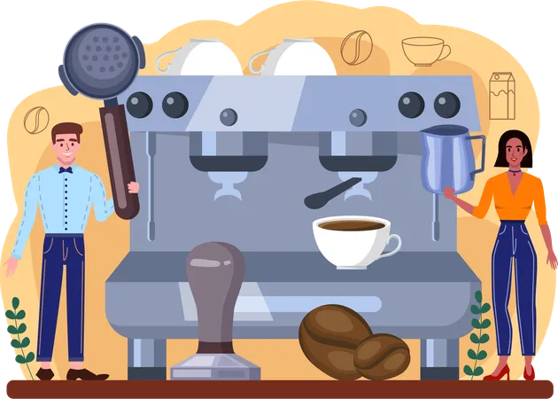 Serviço online de máquina de café  Ilustração