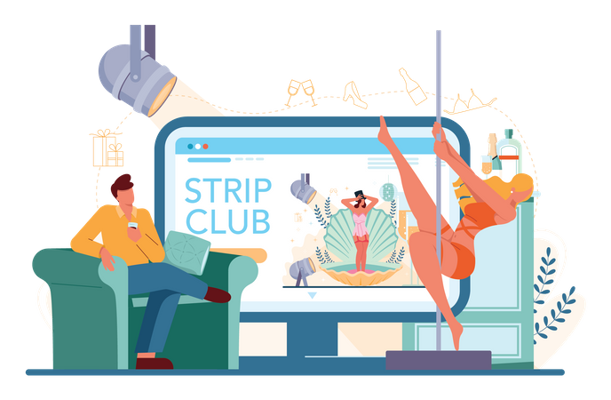 Serviço online de stripper feminina  Ilustração