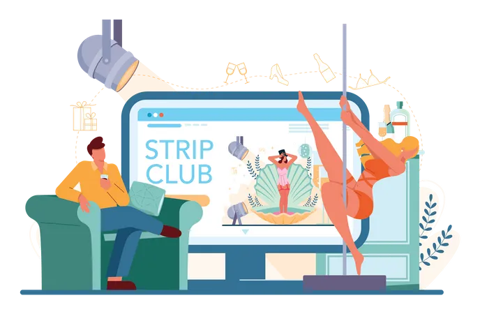 Serviço online de stripper feminina  Ilustração