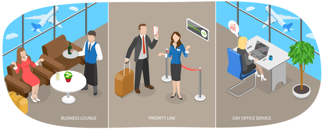 Serviços aeroportuários  Ilustração