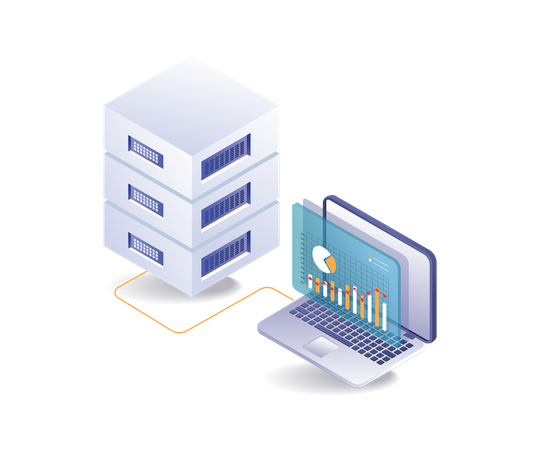 Computadora de análisis de datos del servidor  Ilustración