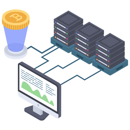 Servidor bitcoin y conectividad de pantalla  Ilustración
