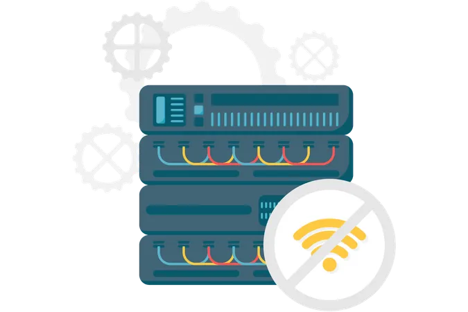 Servidor com sinal de internet desconectado  Ilustração