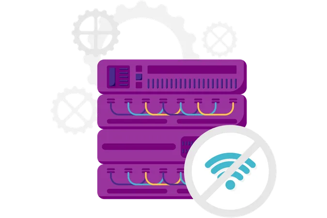 Servidor com sinal de internet desconectado  Ilustração