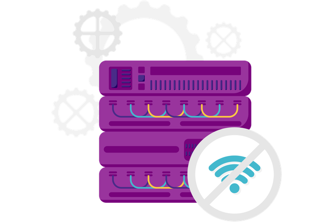 Servidor con señal de internet desconectada  Ilustración