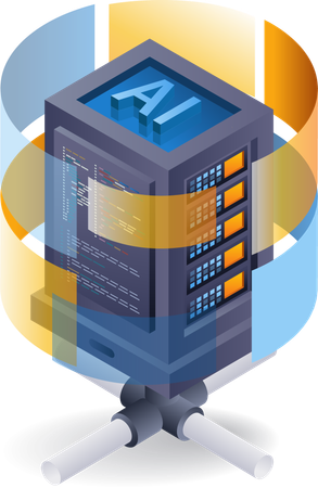 Rede de inteligência artificial de dados do servidor  Illustration