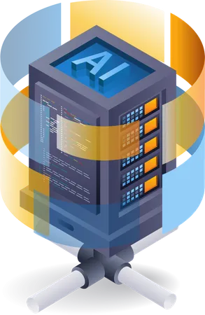 Rede de inteligência artificial de dados do servidor  Illustration