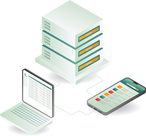 Tecnología informática de servidor de aplicaciones para teléfonos inteligentes  Ilustración