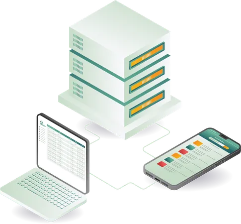 Tecnología informática de servidor de aplicaciones para teléfonos inteligentes  Ilustración