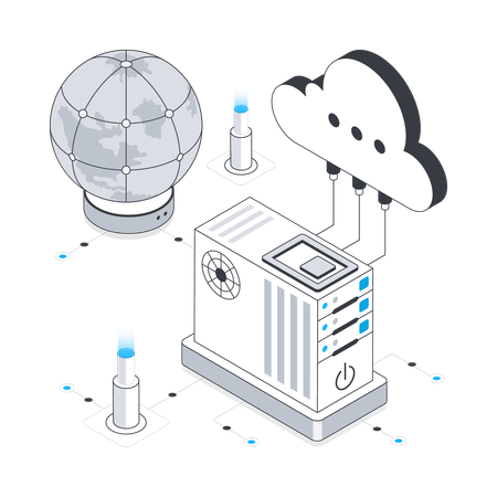 Big Data e servidor em nuvem  Ilustração