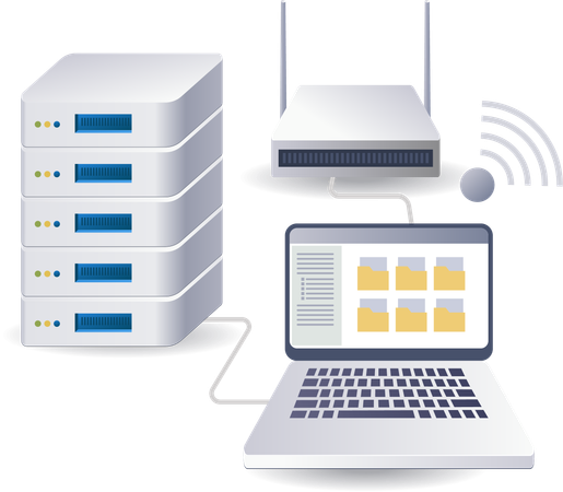 Servidor de datos informáticos de red wifi  Ilustración