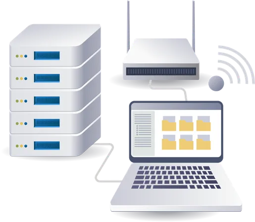 Servidor de datos informáticos de red wifi  Ilustración