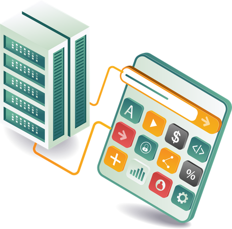 Servidor de datos de prueba de aplicaciones para tabletas  Ilustración