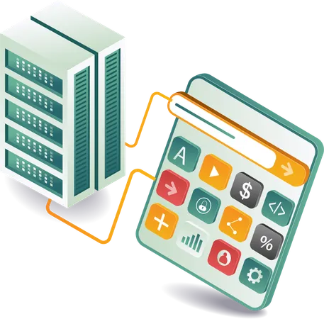 Servidor de datos de prueba de aplicaciones para tabletas  Ilustración