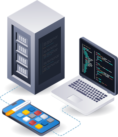 Servidor de datos de tecnología de aplicaciones para teléfonos inteligentes  Illustration