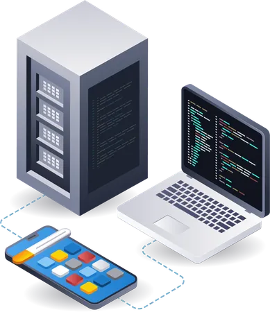 Servidor de datos de tecnología de aplicaciones para teléfonos inteligentes  Illustration