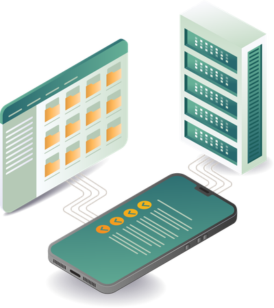 Servidor de datos de teléfonos inteligentes  Ilustración