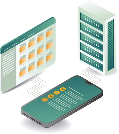 Servidor de datos de teléfonos inteligentes  Ilustración