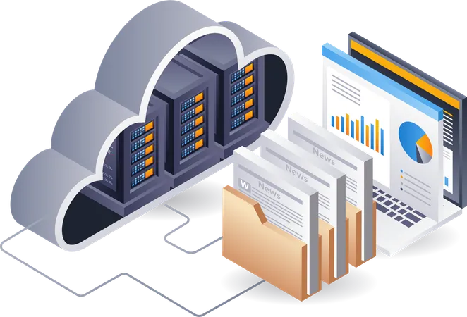 Servidor de datos en la nube informática  Ilustración