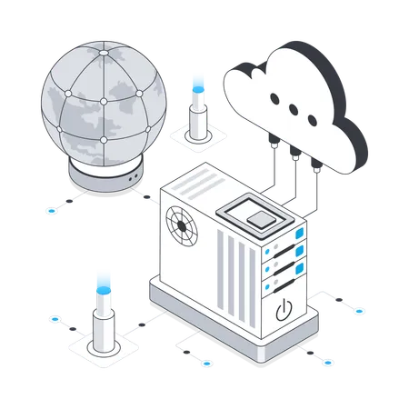 Big Data y servidor en la nube  Ilustración