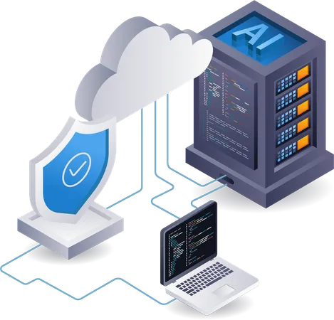 Seguridad informática del servidor de inteligencia artificial  Illustration