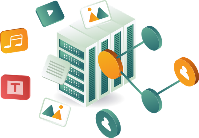 Datos del servidor de medios digitales  Ilustración