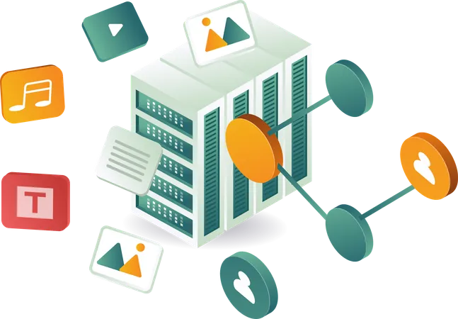 Datos del servidor de medios digitales  Ilustración