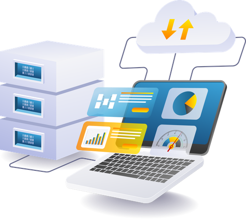 Big data do servidor em nuvem  Ilustração