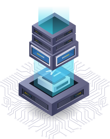 Servidor de producción de inteligencia artificial  Ilustración