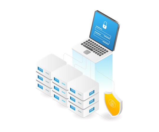 Servidor de seguridad de datos de red informática profesional  Ilustración