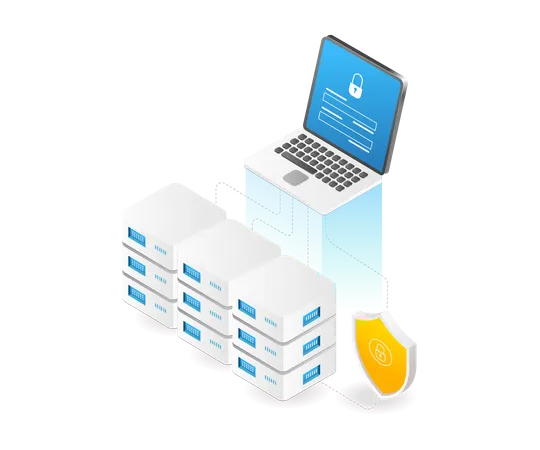 Servidor de seguridad de datos de red informática profesional  Ilustración