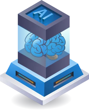 Cerebro de inteligencia artificial del servidor  Ilustración