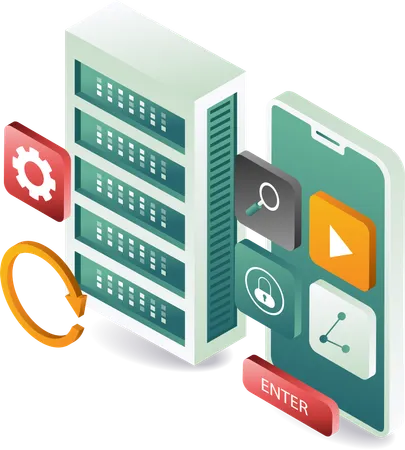 Aplicación de servidor en la nube para datos de teléfonos inteligentes  Ilustración