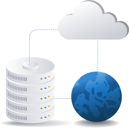 Servidor mundial en la nube de Internet  Ilustración