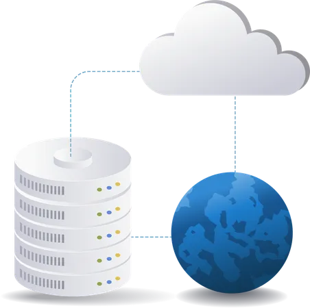 Servidor mundial en la nube de Internet  Ilustración