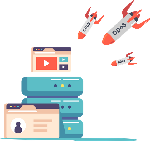 Servidor recebendo ataque DDoS  Ilustração