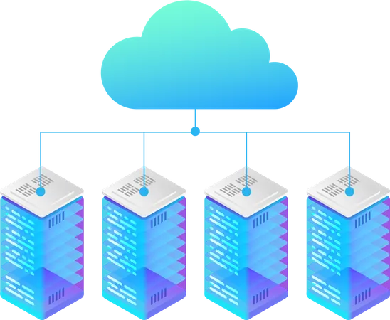 Servidores de Alojamiento de Datos conectados a la Nube  Ilustración