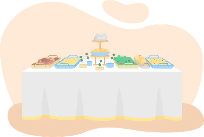 Serving salads and appetizers for dinner Illustration