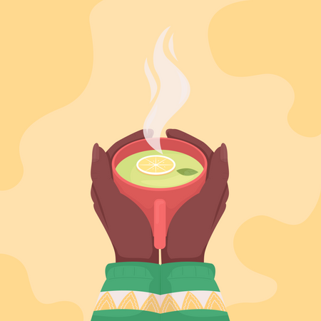 Thé au citron à la main  Illustration